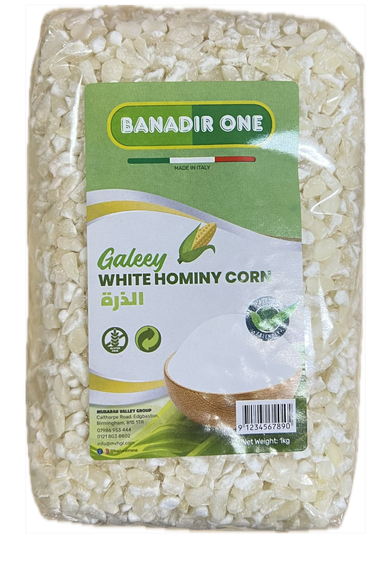 Banadir One White Hominy Corn 1kg x 10