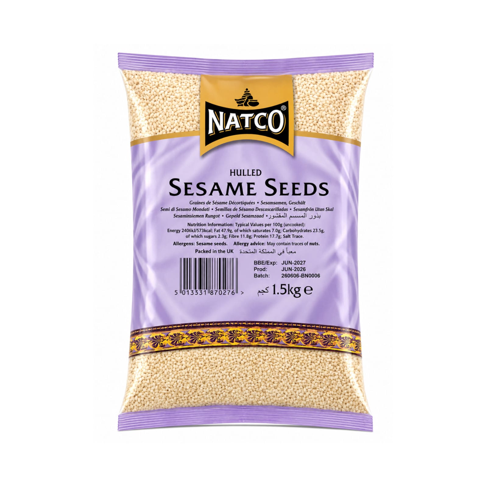 Natco Sesame Seeds Hulled 1.5kg X 6