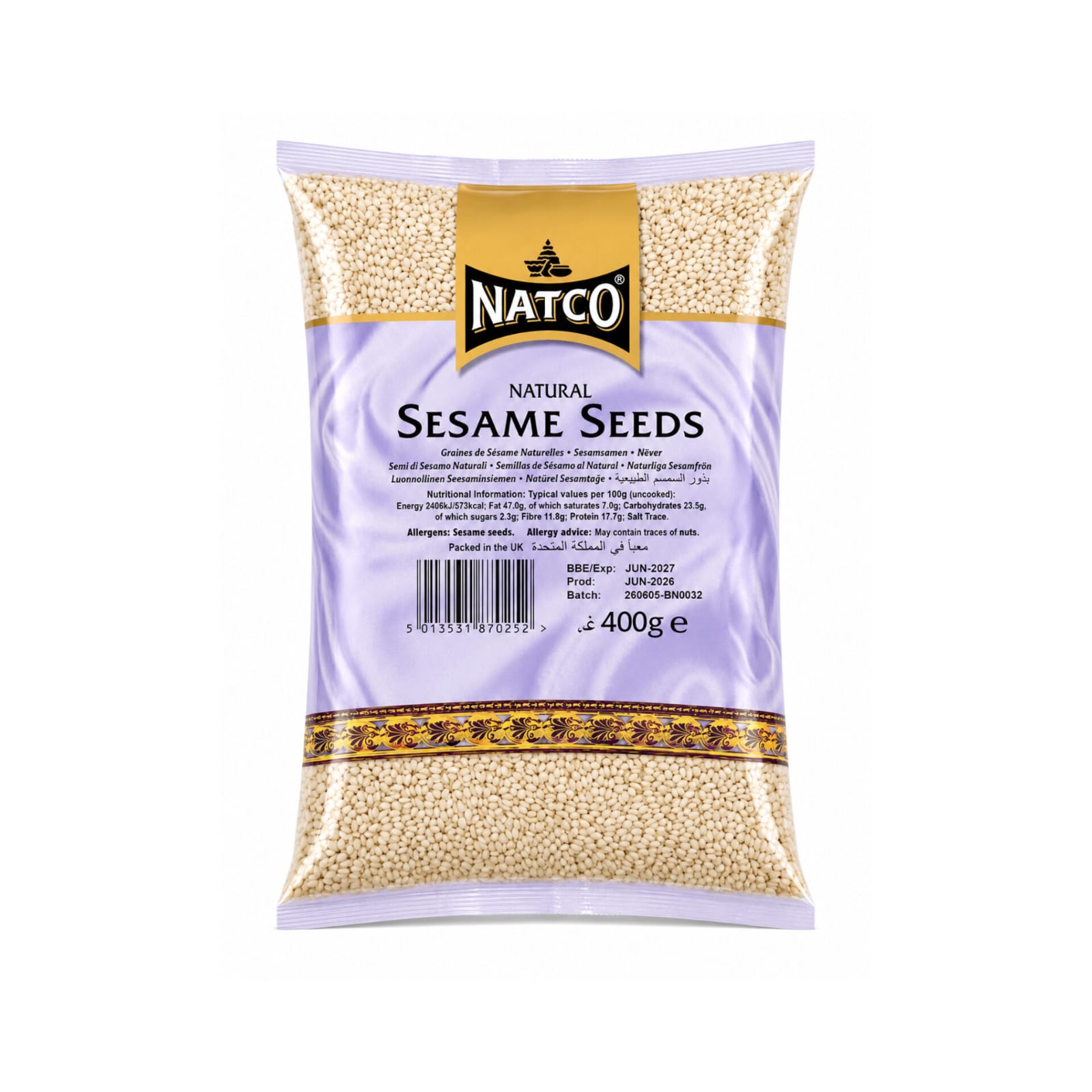 Natco Sesame Seeds Natural 400g X 20